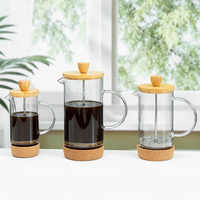 Cafetière à piston en verre borosilicate écologique personnalisée, design moderne, couvercle transparent, type presse à eau, vente en gros