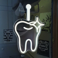 LJ Sign Enseigne néon LED en acrylique, motif dent, sourire, art mural, accessoires de décoration pour éclairage de parc, avec prise pour ballon néon
