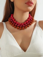 Collier ras du cou noué en perles acryliques plastiques de style bohème faites à la main de 16 mm pour femmes