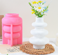 Nouveau moule en silicone pour pot de fleurs en béton nordique de petite taille unique et moderne à 3 cercles, adapté pour le vase en ciment, moule en résine