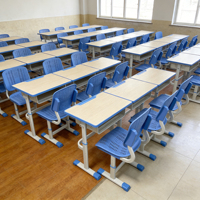 Ensemble table et chaise d'école moderne en bois et métal pour étudiants universitaires, écologique, avec hauteur réglable, vente en gros