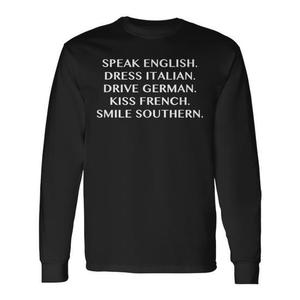 T-shirt à manches longues italien, allemand, français, anglais, sudiste, avec motifs de baisers et de sourires - Product Image 1