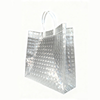 Sac fourre-tout réutilisable imperméable en PVC transparent à fond carré avec poignée intégrée, imprimé sur mesure, motif treillis laser 3D, pour chaussures et vêtements