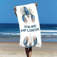 Serviette de sport en microfibre jacquard super absorbante de luxe, extra large, sans sable, serviette de plage Langouste avec logo imprimé sur mesure