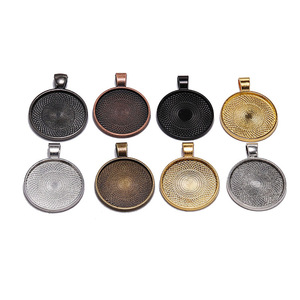 St. Kunkka 25mm Round Pendant Base Zinc Alloy Plated DIY Jewelry Findings For Gemstone Pendant Making - Product Image 5