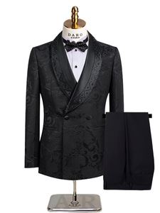 Nouveaux costumes de <span class=keywords><strong>mariage</strong></span> élégants pour hommes, en jacquard léger et luxueux, avec col en diamant vert, pour la mode masculine, robe de <span class=keywords><strong>soirée</strong></span> 2 pièces - Product Image 1