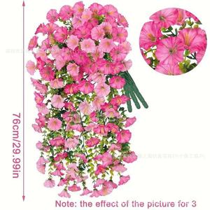 Guirlandes de fleurs artificielles de type Morning Glory, rose clair et foncé, en PVC, pour décoration murale de mariage - Product Image 4