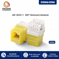 Jack Keystone RJ45 Cat6 UTP HB-8012 Jaune, Contacts Plaqués Or 180 Degrés, Module Réseau