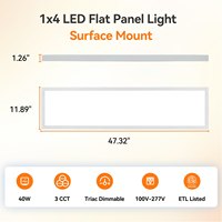 Panel de Luz LED Plano de Montaje Superficial 40W/50W Sin Parpadeo Alto CRI 80 Garantía de 5 Años CCT Ajustable