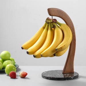 Support à bananes incurvé en bois avec base en marbre, support de rangement minimaliste pour fruits de cuisine, base en bois - Product Image 4