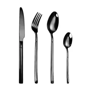 Cuchara y Tenedor GETWICK de Acero Inoxidable 304 con Recubrimiento de Titanio PVD, Cubertería Dorada, Vajilla Negra Plateada para Eventos - Product Image 1