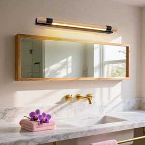 Applique murale LED moderne en bois et métal, étanche IP44, intensité variable, pour salle de bain, miroir, chambre à coucher, hôtel, éclairage de chevet - Product Image 1