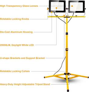 20000 Lumen LED <span class=keywords><strong>Lampe</strong></span> de Travail 200W Double Tête Support Télescopique Trépied Étanche IP66 <span class=keywords><strong>Lampe</strong></span> Interrupteur Individuel Réglable - Product Image 3