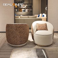 Fauteuil italien Annabelle Chaise pivotante moderne en peau de mouton touffetée Chaise longue pour salon et chambre à coucher Canapé simple de luxe
