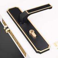 Serrure de porte intérieure moderne en laiton, silencieuse, pour la maison. Serrure de porte en bois pour chambre de villa avec poignée à levier dorée et garantie de 5 ans