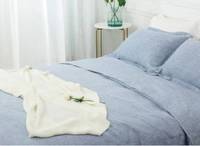 Parure de lit 4-en-1 en lin 100% naturel, douce pour la peau, sensation rafraîchissante, comprenant drap plat, drap-housse et taies d'oreiller, pour chambre à coucher au Royaume-Uni