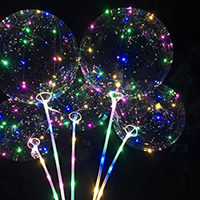 Décorations de fête, ballons LED en PVC lumineux, ballons Bobo avec bâtonnet et ficelle pour mariage, anniversaire, Noël, cadeaux