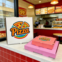 Boîte à pizza à emporter SP4502 B/E Flute, robuste, écologique, résistante à la graisse, en carton ondulé, avec laminage mat, 8-20 pouces, pour pizzeria