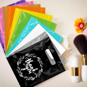 Bolsas de regalo con asa de plástico, 10 colores, 100 unidades, con impresión de agradecimiento, para cumpleaños, baby shower, bodas, recuerdos de fiesta, dulces y galletas - Product Image 3