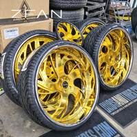 Rines ZFAN de 18-26 Pulgadas, 5x127, Forjados en Aluminio 6061-T6, Cara Dorada, Borde Cromado, 2 y 3 Piezas, Cóncavos Profundos, Personalizados para Chevy Donks BMW