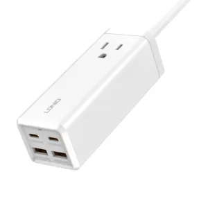 LDNIO USA Plug surge protective 1AC Outlets with 2 USB-C 2 QC3.0 USB Fast Charging Port 65W Desktop Charger Power Strip