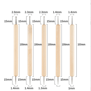 A buon mercato natura manico in legno per unghie 5 pz/set penna punteggiatura per unghie a doppia testa in legno penne per unghie - Product Image 2