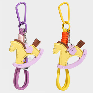 Cute Miu-style Rocking Horse <b>Bag</b> <b>Charm</b> Lanyard Keychain Car Hanging Ornament Fashionable Accessory Decor - Product Image 2
