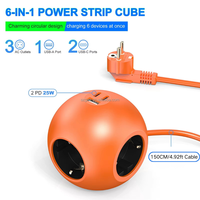 Multiprise encastrée 6 en 1 avec station de charge 25W USB C, prise PD à charge rapide, protection contre les surtensions, rallonge de prise cachée