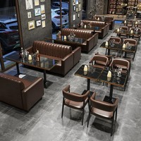 Fabrik-Großhandel Restaurant-Möbel Leder-Sitzgruppen Sofas Stühle Fast-Food-Restaurant Café Metallrahmen Tischsets