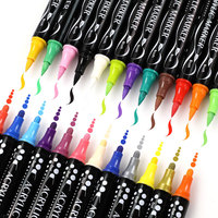 Artists Choice Marqueur de peinture acrylique permanent 36 couleurs à double extrémité Séchage rapide Pointe de feutre parfaite Stylos marqueurs d'art