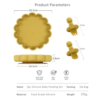 Ensemble de vaisselle en silicone pour bébé, compatible lave-vaisselle, pour la diversification alimentaire des nouveau-nés, avec cuillère et fourchette à manche court et prise en main facile