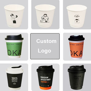 4oz/8oz/10oz/12oz/16oz/20oz/32oz リサイクル可能 使い捨て カスタム印刷 ロゴ入れ 二重構造 断熱 紙コップ 蓋付き ホット・コールド両用 - Product Image 3