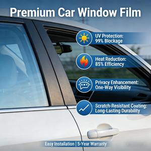 ฟิล์มกรองแสงรถยนต์คาร์เพล คัสตอม ไฮยูวี&ไออาร์ บล็อก 99% ทินท์ อัลตร้าเอชดี วิชั่น นาโนเซรามิก คุณภาพสูงสุด ป้องกันความเป็นส่วนตัว แบบม้วน - Product Image 4