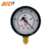 -1Bar/-760mmHg Dual Scale Negative Pressure Vacuum Pressure Gauges for Medical Equipment 2.5inch Face Black Steel Case