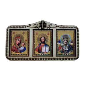 Icona di legno ortodossa padre e vergine maria decorazione per la casa gesus targa decorativa di natale - Product Image 1