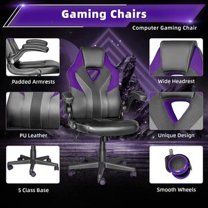 <span class=keywords><strong>Sillas</strong></span> de Escritorio Ergonómicas Giratorias de Piel Sintética PU Pvc Color Morado para Juegos, <span class=keywords><strong>Sillas</strong></span> de Esports con Reposabrazos Abatibles - Product Image 3