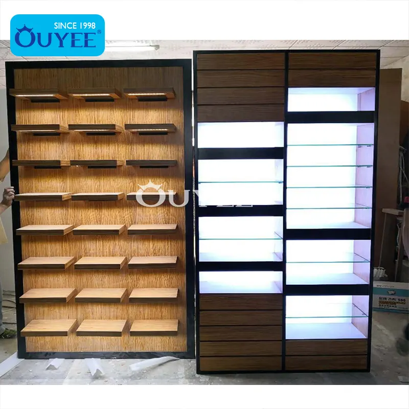 Optical Display Racks LED Glasses Store Display Furniture Optical Display Fixture Optical Eyewear Wall Shelf Wooden Optical Display Racks