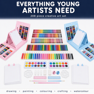 Rongheqiang – Kit d'art pour enfants 208 pièces, fournitures de dessin et de <span class=keywords><strong>peinture</strong></span>, étui portable, <span class=keywords><strong>chevalet</strong></span> pliable – Fournisseur en gros OEM ODM - Product Image 2