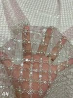 Tissu de dentelle luxueux brodé de sequins floraux 3D, nouvelle dentelle française nigériane en maille 2026
