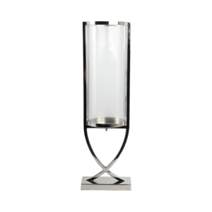 Contemporary Metal And <b>Glass</b> Hurricane Candle Holder Elegant Pillar <b>Candlestick</b> Table Centerpiece Decorative - Product Image 4