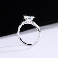 Bague pour femme en moissanite 1 carat couleur D, six griffes classiques, en argent 925, passe le test du stylo, pour fiançailles et mariage