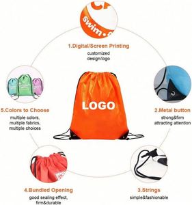 Custom Supermarket Shopping Draw <b>String</b> Back <b>Bag</b> Waterproof Drawstring Nylon <b>Bag</b> for Gift Homeless Hiking Gym - Product Image 2