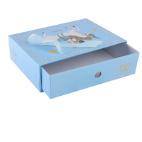 Boîte cadeau coulissante imprimée motif dessin animé Prince avec poignée en ruban de tissu, emballage de luxe personnalisé pour coffrets cadeaux de détail