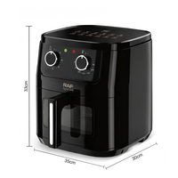 Freidora de Aire RAF R.5377 de 1600W con Ventana de Visualización de 6.5L de Capacidad Real, Temporizador de 80 a 200°C y 0 a 60 Minutos para Asar, Hornear y Freír, Uso Diario