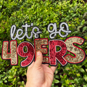 Patch con Lettere in Paillettes Personalizzate 'Let's GO 49 ERS' da Applicare con Ferro da Stiro, Patch Ricamate in Paillettes per Abbigliamento - Product Image 1