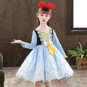 Robe de princesse héroïne à manches longues classique conte de fées fantaisie Costume d'Halloween blanc neige pour enfants - Product Image 4