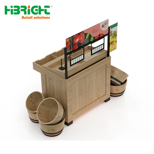 Étagère mobile haut de gamme en bois pour fruits et légumes, avec roulettes, pour marché de produits frais - Product Image 5