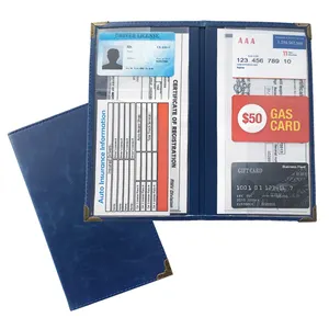 Tùy Chỉnh Logo PU Leather Auto Xe Găng Tay Hộp Bảo Hiểm ID Thẻ Đăng Ký Chủ Xe Tài Liệu Organizer Cho Lái Xe Giấy Phép - Product Image 1