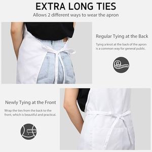 WSY967 Tabliers de cuisine noirs vierges en coton et polyester, imperméables, personnalisables avec logo, pour hommes et femmes, pour restaurants et chefs - Product Image 2