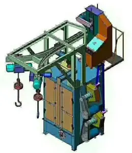 Máquina de granallado de doble gancho para limpieza de fundición, línea de fabricación, zapatas de freno